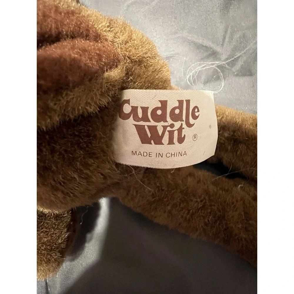 Vintage 1989 Cuddle Wit‎ Brown Plush Reindeer With Red Bow